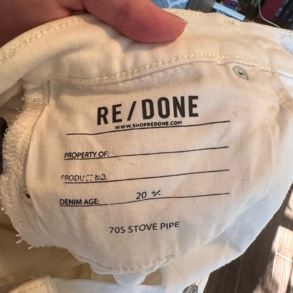 Redone Stovepipe Straight Leg Button Fly Cream Color Jeans Size 25 - Picture 7 of 7